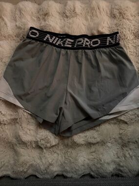 Nike Pro Women's Athletic Shorts - Gray with Black Waistband